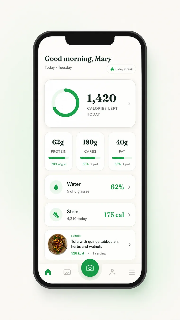 Nutronic daily nutrition dashboard